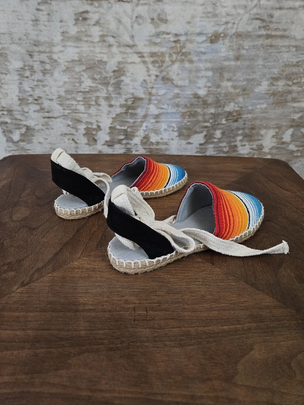 Women's Striped Espadrille Flats Shoes 7 Mexican Blanket Falsa Serape Lace Up - Picture 10 of 13